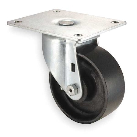 Swivel Plate Caster, Cast Iron, 4 in, 450 lb, D