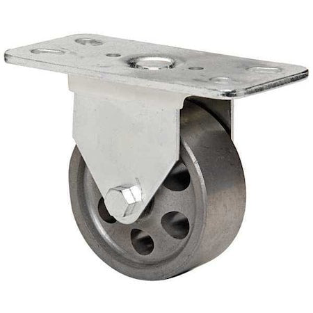 Rgd Plate Caster, Cast Iron, 3 in., 250 lb.
