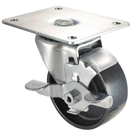 Swivel Plate Caster, Cast Iron, 3 in., 250 lb.