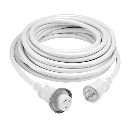 STW Extension Cord, 10 AWG, Outdoor, 10/3, 1 Outlets, L5-30R, White, PVC, L5-30P, 50 ft