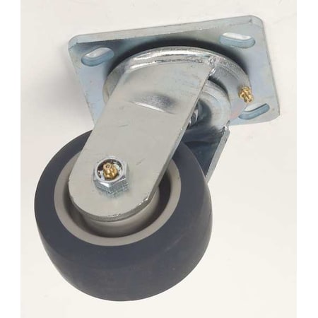 Swivel Plate Caster, Therm Rubber, 4 in, 350 lb