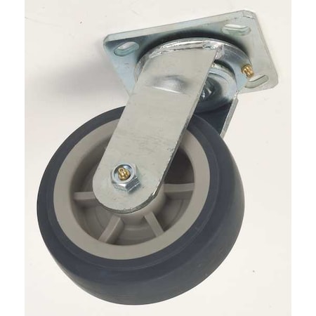 Swivel Plate Caster, Therm Rubber, 5 in., 400 lb