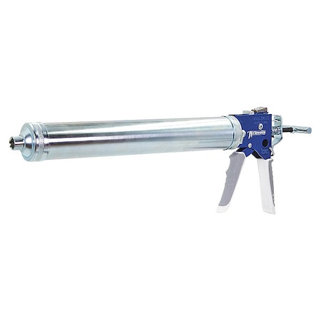 Caulk Gun, 24 oz Container Size, Steel, 7:01, Full Barrel Frame, Black/Silver