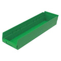 Shelf Storage Bin, Plastic, Green, 4 in H, 6 5/8 in W, 23 5/8 in L