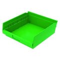 Shelf Storage Bin, Plastic, Green, 4 in H, 11 1/8 in W, 11 5/8 in L