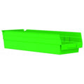 Shelf Storage Bin, Plastic, Green, 4 in H, 6 5/8 in W, 17 7/8 in L