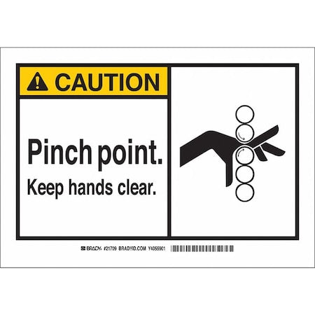 Caution Sign, 3 1/2 in Height, 5 in Width, Polyester, Rectangle, English