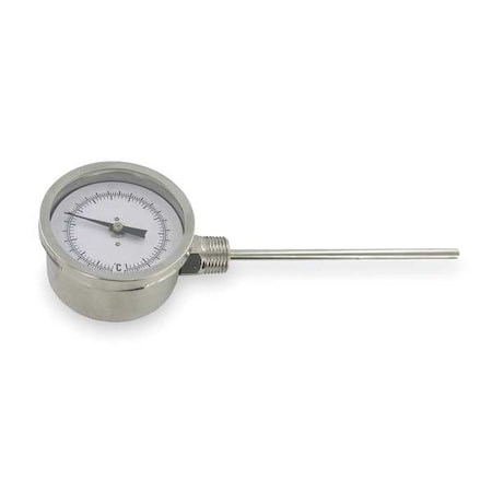 Bimetal thermometer, 6"" stem, range -40 to 160 Degrees F.