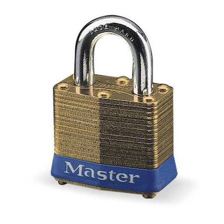 Padlock, Keyed Alike, Standard Shackle, Rectangular Brass Body, Steel Shackle, 5/8 in W