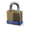 Padlock, Keyed Different, Standard Shackle, Rectangular Brass Body, Steel Shackle, 5/8 in W