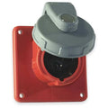 Watertight Pin & Sleeve Receptacle, 20 A, 480V AC, Single Phase, 2 Pole, IEC Grounding, Red