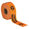Barricade Tape, Caution Biohazard, Orange, 3 in Wide x 1, 000 ft Length, Polyethylene, 3 mil