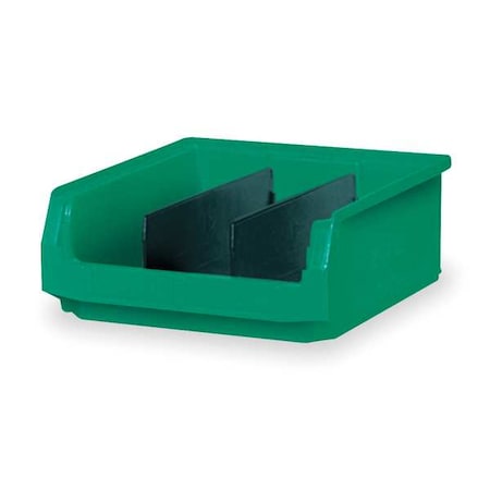 Storage Bin, Polyethylene, Green, 5 7/8 in H, 12 3/8 in W, 19 3/4 in L
