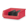 Storage Bin, Polyethylene, Red, 5 7/8 in H, 12 3/8 in W, 19 3/4 in L