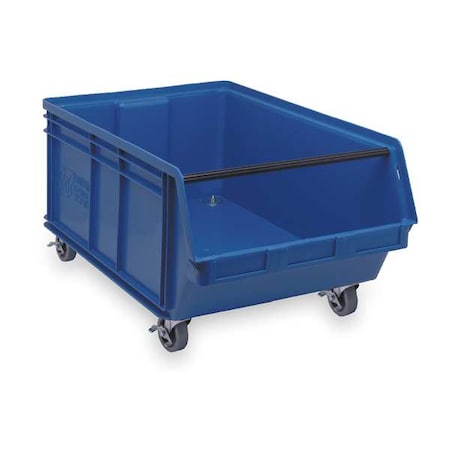 Mobile Storage Bin, Polyethylene, Blue, 14 7/8 in H, 18 3/8 in W, 29 in L