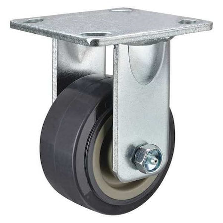Rigid Plate Caster, 600 lb., 90 Shore A