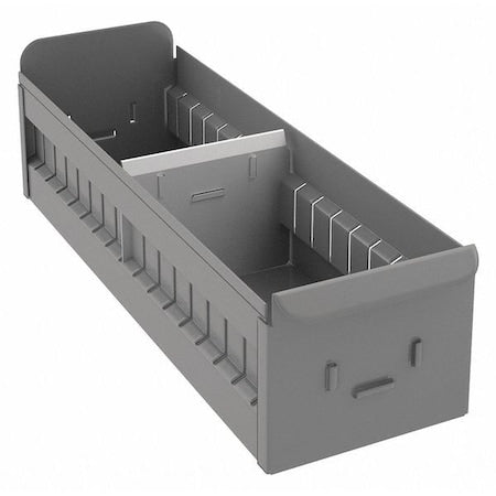Drawer Storage Bin, Steel, Gray, 4 1/2 in H, 5 1/2 in W, 17 in L