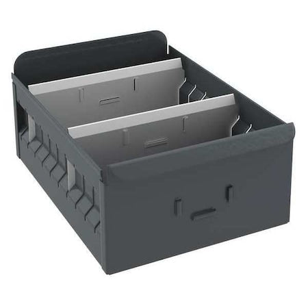 Drawer Storage Bin, Steel, Gray, 4 1/2 in H, 8 1/4 in W, 11 in L