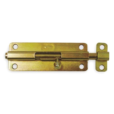 Barrel Slide Bolt, Yellow Zinc, 5 In. L