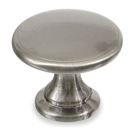 Cabinet Knob, Zinc Die-Cast, Satin Nickel, Proj. 1-1/8"