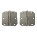 Door and Butt Hinge, Steel, Full Mortise Mounting, 1 1/2 in Leaf W x 3 1/2 in Leaf H, Satin Nickel