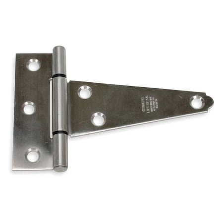 Tee Hinge, Steel, 1 1/4 in Leaf W x 3 1/2 in Leaf H, Stainless steel