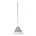 23-1/2 in Steel Spring Brace Lawn Rake, 24 Tines, 54 in L Wood Handle