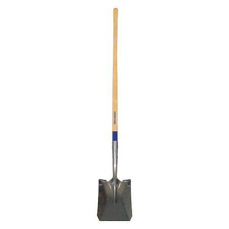 Square Point Shovel, 14 ga Not Applicable Blade, Steel Blade, Standard Step, 48 in L Natural