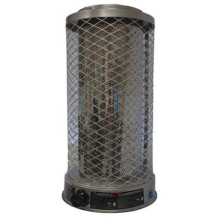 Portable Gas Floor Heater, Natural Gas, Matchless Piezo, 50/70/100,000 BtuH, 16 5/16 in L