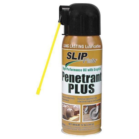 Penetrating Lubricant, 12 oz, Aerosol Spray Can, Mineral Oil Base, 100 Degrees F Max Op Temp, Not Rated, Black