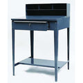 Stationary Shop Desk, 1 Drawer, 34-1/2 in W x 30 in D x 53 in H, Gray