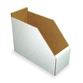 Corrugated Shelf Bin, Cardboard, 4 1/4 in W, 8 1/2 in H, White