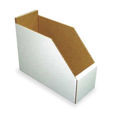 Corrugated Shelf Bin, Cardboard, 4 1/4 in W, 8 1/2 in H, White