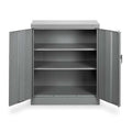 Shelving Storage Cabinet, 42 in H, 36 in W, 18 in D, Swing, Keyed, Medium Gray, 2 Shelves, 0 Drawers