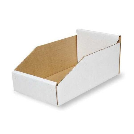 Corrugated Shelf Bin, Cardboard, 16 1/4 in W, 4 3/4 in H, White