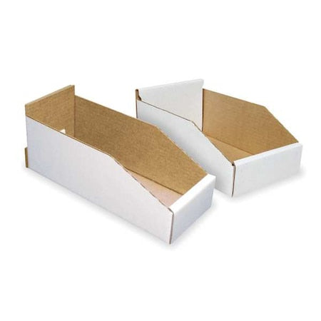 White Corrugated Shelf Bin, 11"L x 4-1/4" (16), 8-1/4" (4)W x 4-3/4"H
