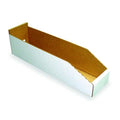 Corrugated Shelf Bin, Cardboard, White, 4 3/4 in H, 2 1/4 in W, 17 in L