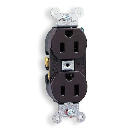 Straight Blade Receptacle, 5-15R, 15 A, 125V AC, 2 Pole, 3 Wire, Flush Mount, Grounded