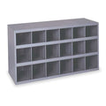Pigeonhole Bin Unit, 33.75 in W x 12 in D x 19.25 in H, 18 Compartments, Gray, Steel