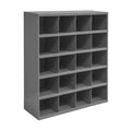 Pigeonhole Bin Unit, 33.75 in W x 12 in D x 42 in H, 20 Compartments, Gray, Steel