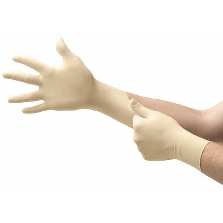 69-210, Disposable Gloves, 3.5 mil Palm, Latex, Powder-Free, L (9), 100 PK, Beige