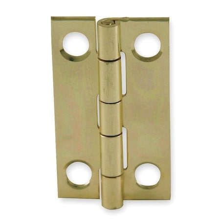 Door and Butt Hinge, Brass, Full Surface Mounting, 7/16 in Leaf W x 1 1/2 in Leaf H, Bright Brass