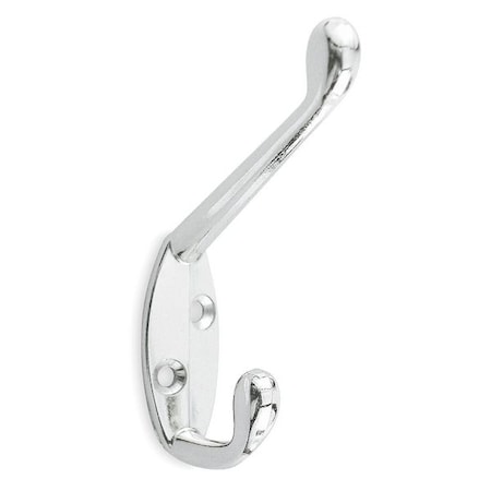 Coat Hook, 2 Hook Ends, Chrome