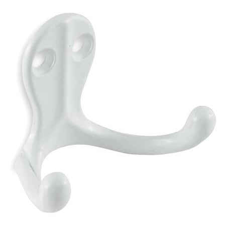 Coat Hook, 2 Hook Ends, White