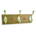 Coat and Garment Rack, 3 Hook, Brass, 10 In