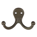 Coat and Hat Hook, Bronze, L 1 1/16 In