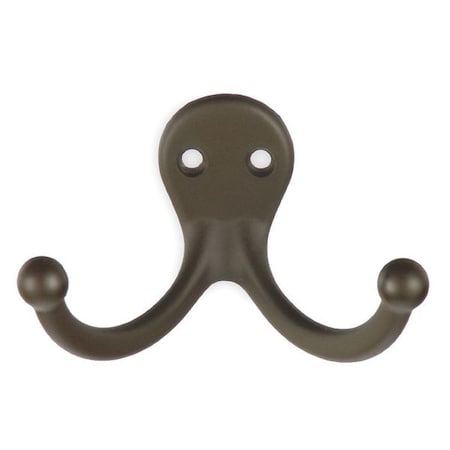 Coat and Hat Hook, Bronze, L 1 1/16 In
