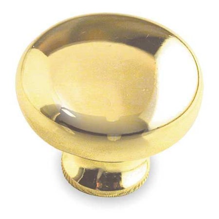 Cabinet Knob, Zinc, Polished Brass, Proj. 1", PK.5