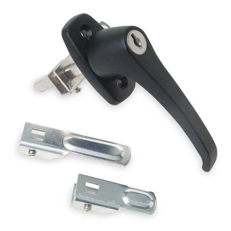Cam Latch, Keyed, Black Powder Coated, Grip: 2-7/32 in