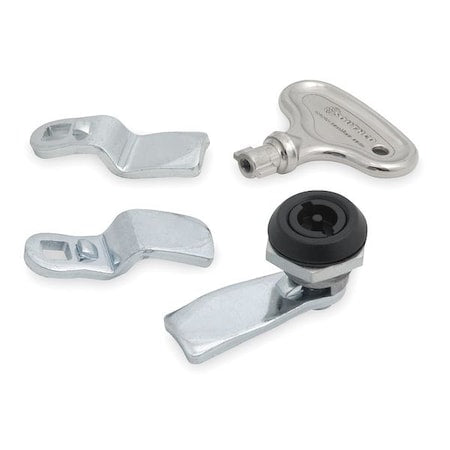 Cam Latch, Keyed, Black Powder Coated, Catch/Latch Length: 1-1/2"
